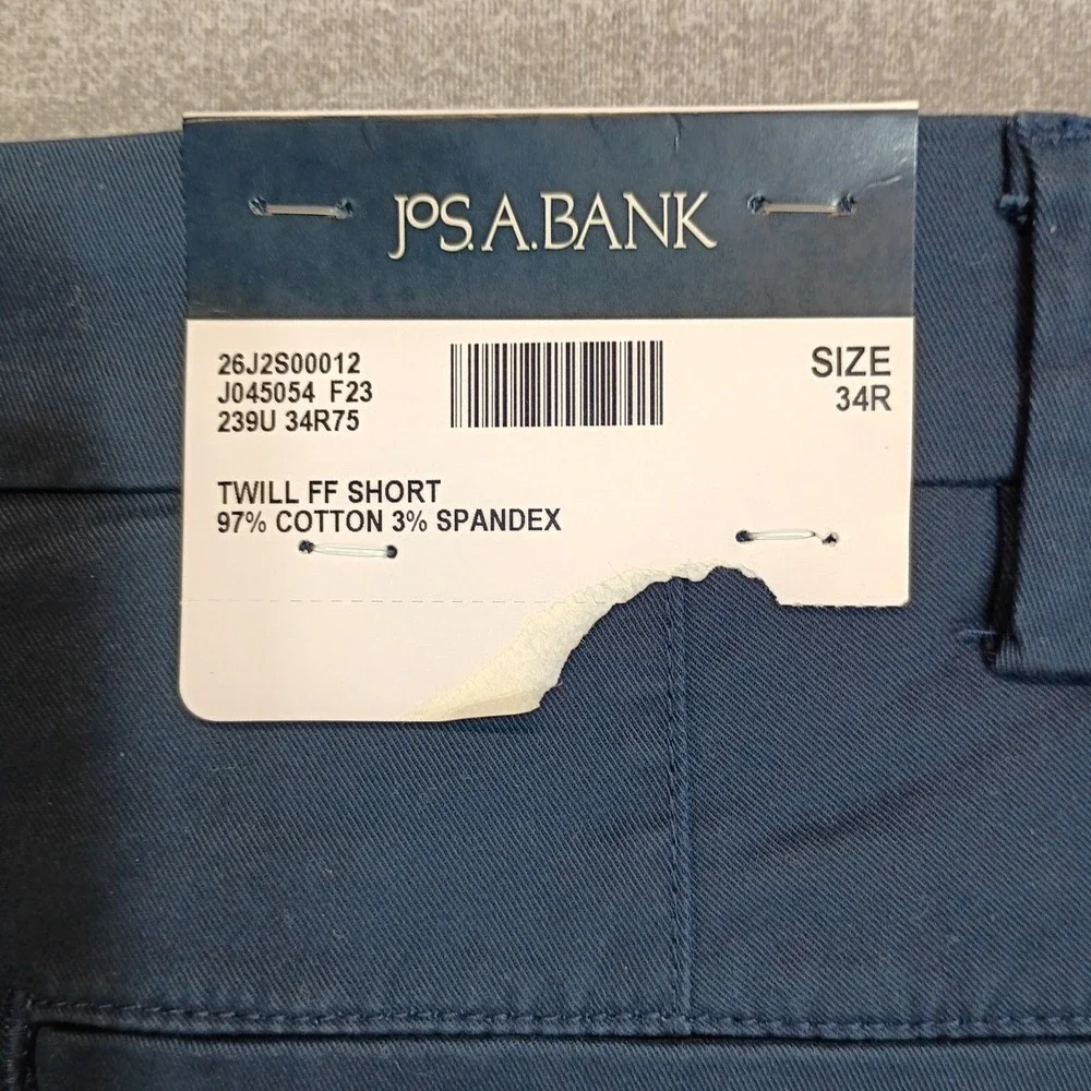 Jos A Bank Mens Size 34 Navy Blue Tailored Fit Stretch Twill Chino Shorts NWT